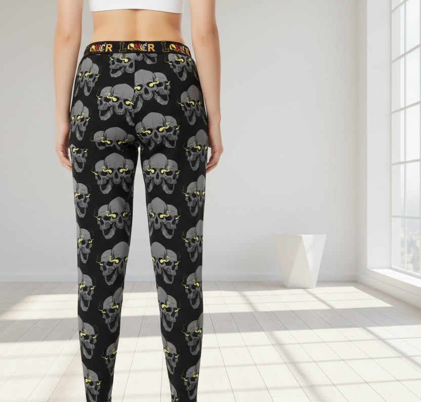 Unisex Gothic Skull Print Athletic Joggers, Trendy Loungewear, Casual Fitness Pants