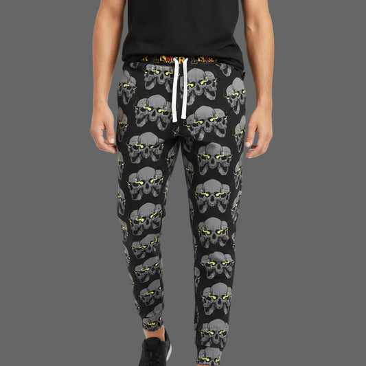 Unisex Gothic Skull Print Athletic Joggers, Trendy Loungewear, Casual Fitness Pants