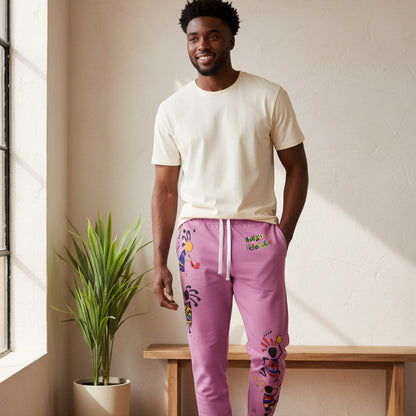 Kokopelli Dance Pink Athletic Unisex Joggers — Afro-Caribbean Music Art