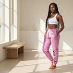 Kokopelli Dance Pink Athletic Unisex Joggers — Afro-Caribbean Music Art Printify