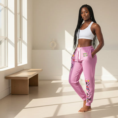Kokopelli Dance Pink Athletic Unisex Joggers — Afro-Caribbean Music Art