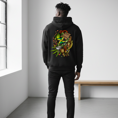 Jamaica Flag Themed Graphic Oversize Fleeced Unisex Hoodie