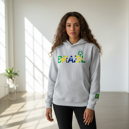 Brazil Flag Themed Graphic Unisex  Oversize Fleeced Hoodie