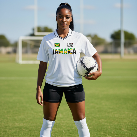 Jamaican Flag Themed Graphic V-Neck Soccer Jersey