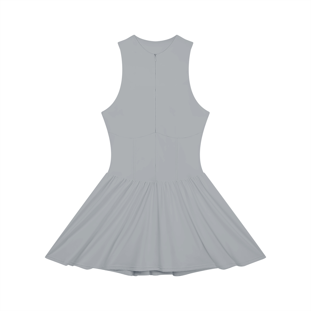Sleeveless Full-Zip Summer Dress with Ruched Detailing for Women