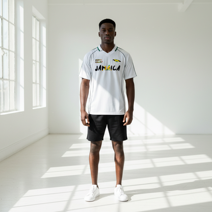 Jamaica Flag Themed Unisex Stripe Collared Soccer Jersey