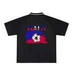 Haitian Pride and Flag Themed Striped V-Neck Unisex  Soccer Jersey