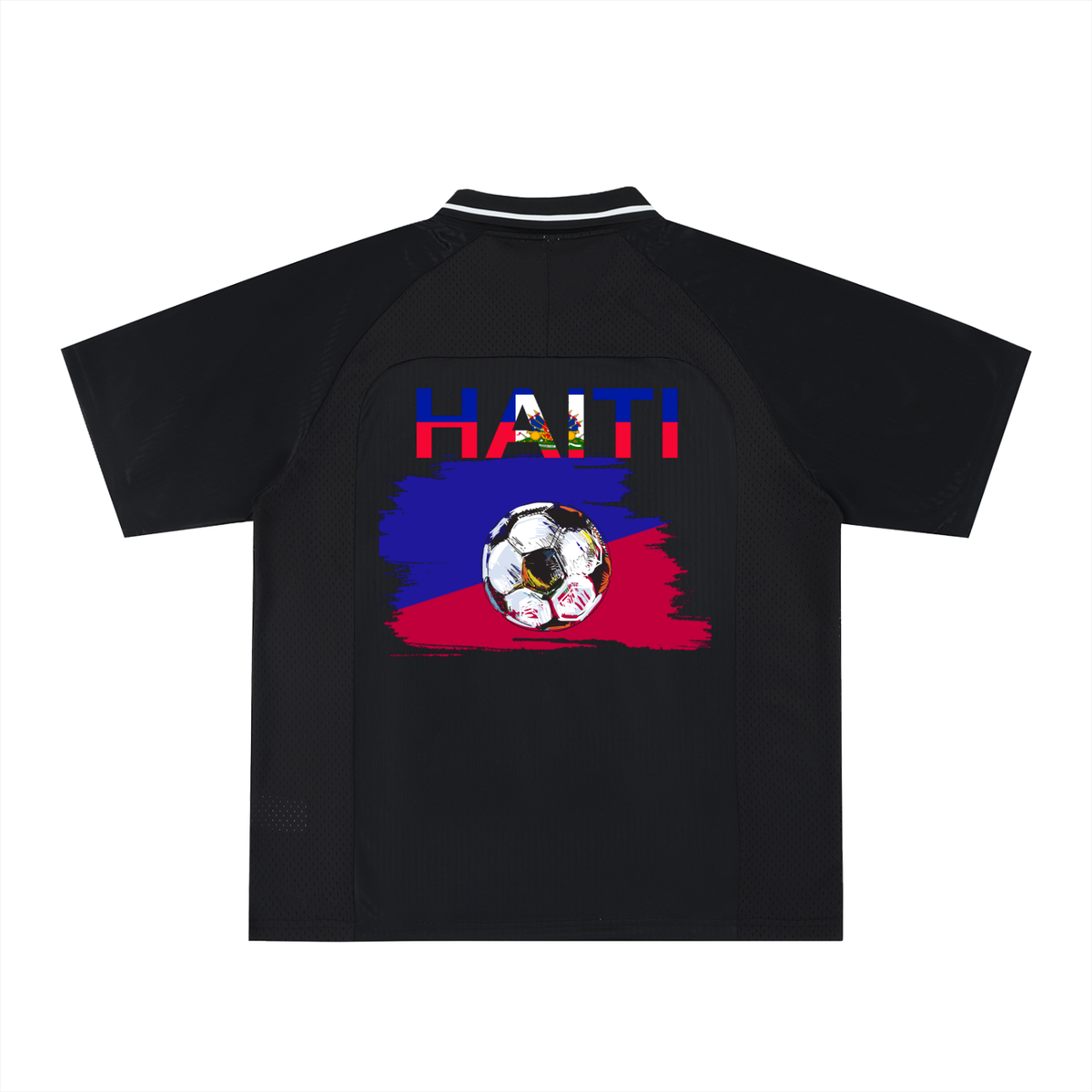 Haitian Pride and Flag Themed Striped V-Neck Unisex  Soccer Jersey