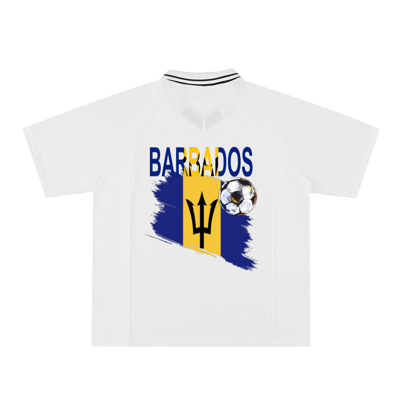Barbados Flag Themed Graphic Striped V-Neck Unisex Soccer Jersey