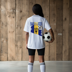 Barbados Flag Themed Graphic Striped V-Neck Unisex Soccer Jersey