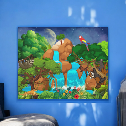 Canvas Gallery Wraps, Jungle Animals Cheetah Monkeys Wall Art, Kids Decor
