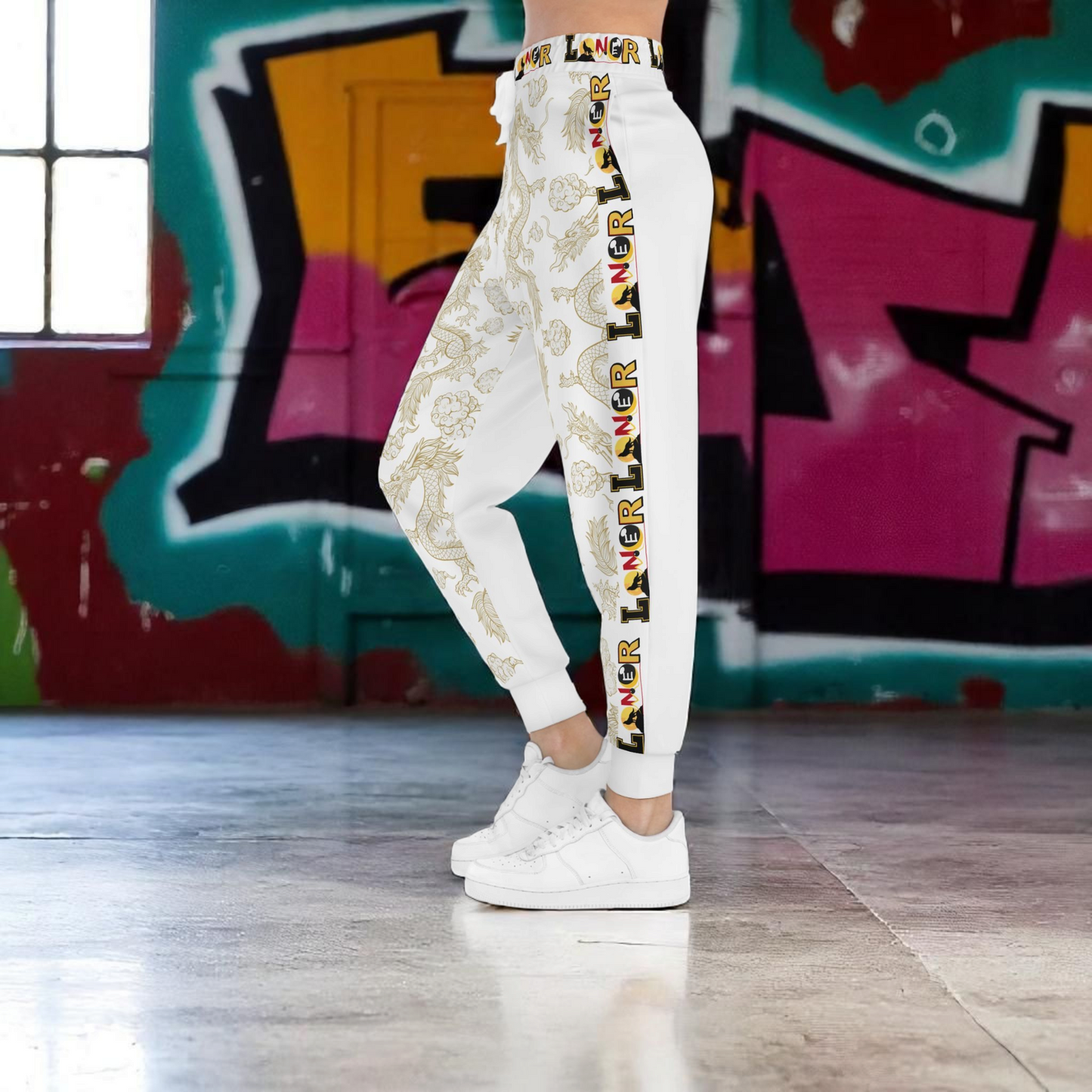 Cozy Dragon Print Athletic Joggers for Comfort & Style, Casual Wear, Unisex Pants