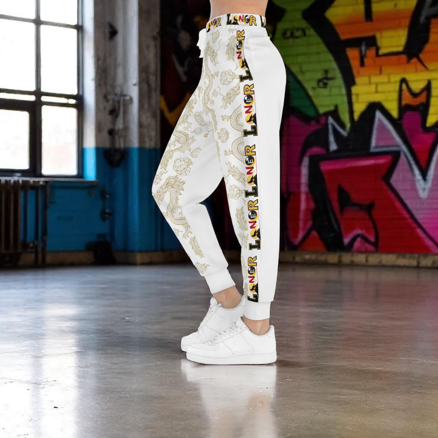 Cozy Dragon Print Athletic Joggers for Comfort & Style, Casual Wear, Unisex Pants