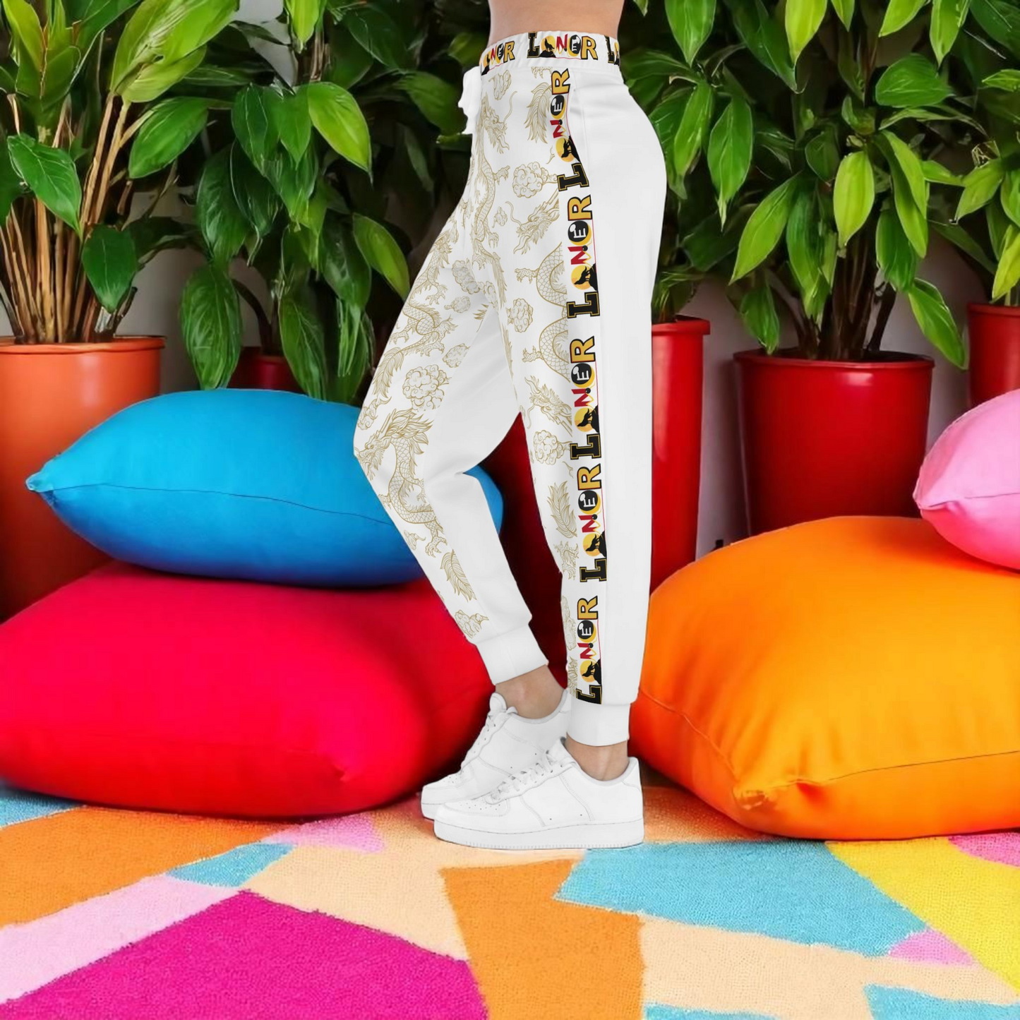 Cozy Dragon Print Athletic Joggers for Comfort & Style, Casual Wear, Unisex Pants