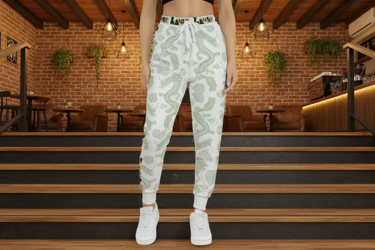 Cozy Dragon Print Athletic Joggers for Comfort & Style, Casual Wear, Unisex Pants