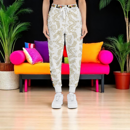 Cozy Dragon Print Athletic Joggers for Comfort & Style, Casual Wear, Unisex Pants