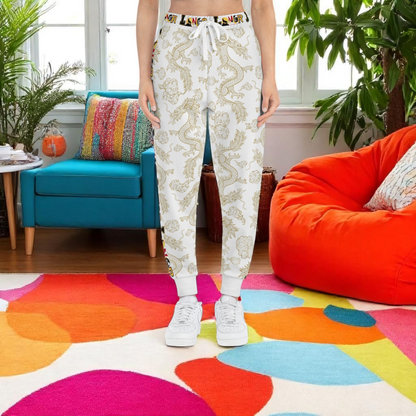 Cozy Dragon Print Athletic Joggers for Comfort & Style, Casual Wear, Unisex Pants