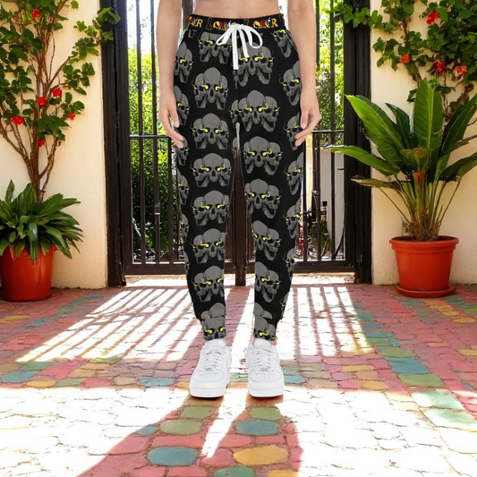 Unisex Gothic Skull Print Athletic Joggers, Trendy Loungewear, Casual Fitness Pants