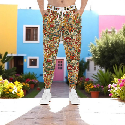 Vibrant Floral Athletic Joggers, Comfortable Sweatpants for Gym, Loungewear, Eco-Friendly Joggers