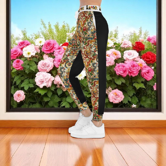 Vibrant Floral Athletic Joggers, Comfortable Sweatpants for Gym, Loungewear, Eco-Friendly Joggers