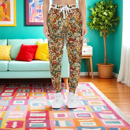 Vibrant Floral Athletic Joggers, Comfortable Sweatpants for Gym, Loungewear, Eco-Friendly Joggers