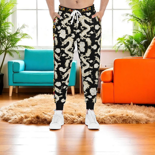 Dragon Print Athletic Joggers for Comfort & Style, Casual Wear, Workouts