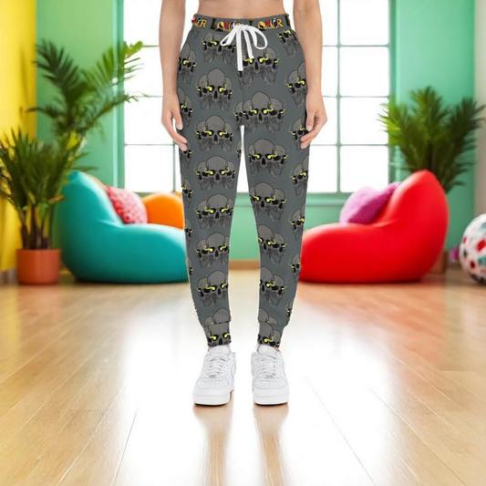 Unisex Skull Print Athletic Joggers, Trendy Loungewear, Casual Fitness Pants