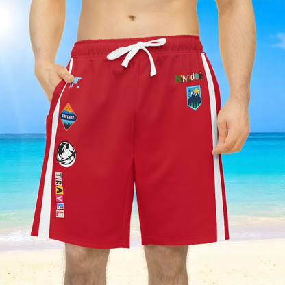 Badged Adventure-Inspired Athletic Shorts, Unisex Casual Gym Wear, Perfect for Summer Activities