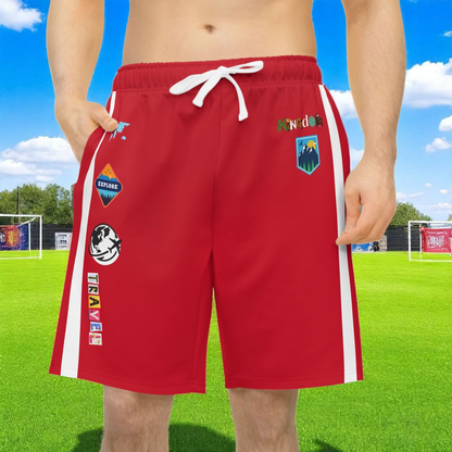 Badged Adventure-Inspired Athletic Shorts, Unisex Casual Gym Wear, Perfect for Summer Activities