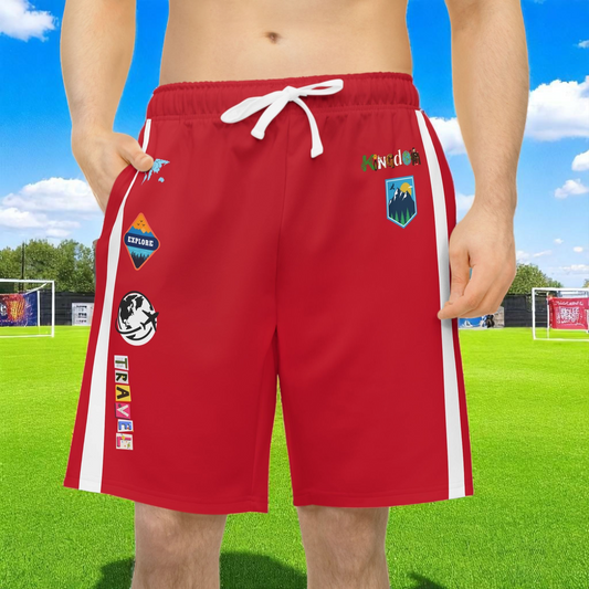 Badged Adventure-Inspired Athletic Shorts, Unisex Casual Gym Wear, Perfect for Summer Activities