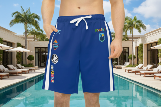 Travel Themed Athletic Shorts, Unisex Casual Gym Wear, Perfect for Summer Activities
