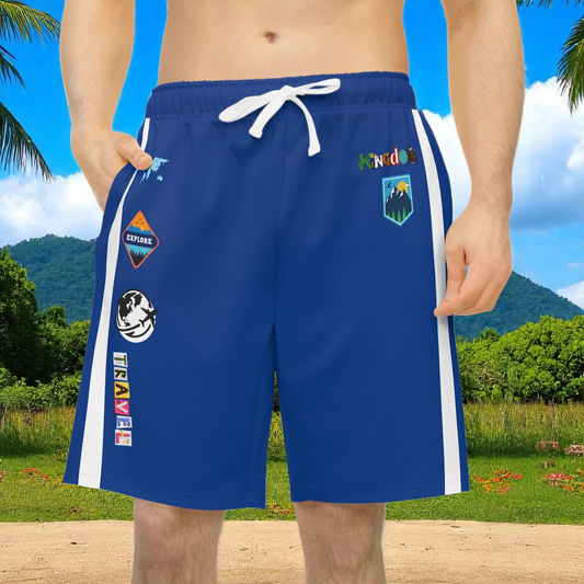Travel Themed Athletic Shorts, Unisex Casual Gym Wear, Perfect for Summer Activities