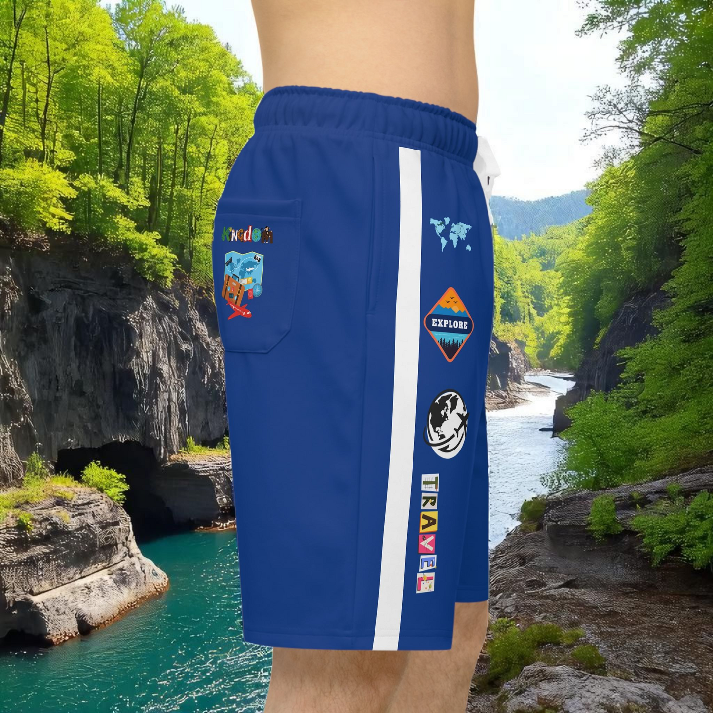 Travel Themed Athletic Shorts, Unisex Casual Gym Wear, Perfect for Summer Activities