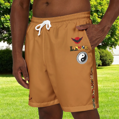 Floral, Dragon Themed Graphic Swim Shorts, Unisex Beachwear, Summer Essentials