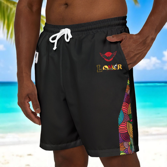 Vibrant Graphic Swim Shorts, Unisex Beachwear, Summer Essentials, Pool Party Attire