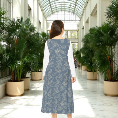 Elegant Women's Long Sleeve Dance Dress, Ballet Dress, Floral Print Dress, Dancewear