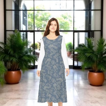 Elegant Women's Long Sleeve Dance Dress, Ballet Dress, Floral Print Dress, Dancewear