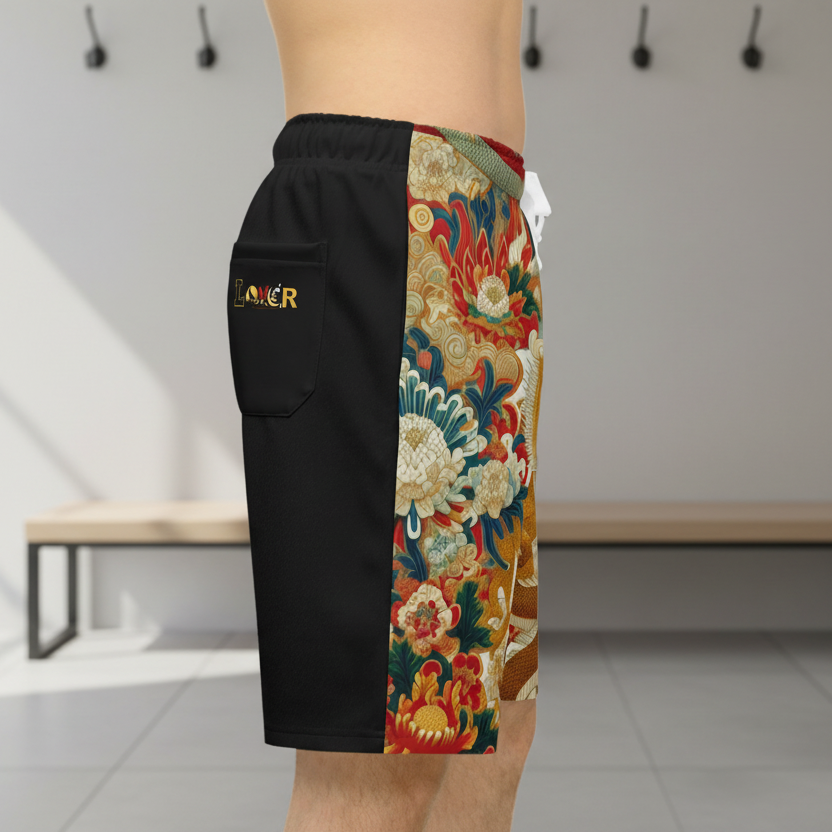 Vibrant Unisex Athletic Shorts for Summer Fun, Dragon Print Gym Shorts, Casual Long Shorts Printify