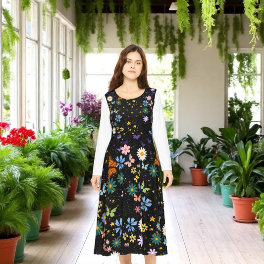 Celestial Floral Long Sleeve Dance Dress - Perfect for Parties, Events, Spring Celebrations