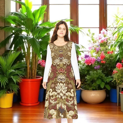 Elegant Floral Print Long Sleeve Dance Dress, Perfect for Parties, Dance Recitals