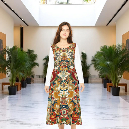 Elegant Floral Print Long Sleeve Dance Dress, Perfect for Parties, Dance Recitals