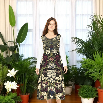 Floral Print Long Sleeve Dance Dress, Perfect for Parties, Dance Recitals, Spring Celebrations
