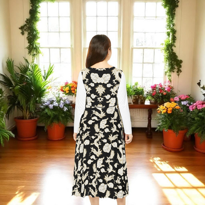 Elegant Dragon Print Long Sleeve Dance Dress | Boho Style, Dance Wear, Vintage Inspired