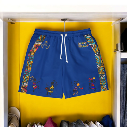 Unisex Boho Swim Shorts with Colorful Tribal Prints, Summer Beachwear