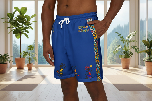 Unisex Boho Swim Shorts with Colorful Tribal Prints, Summer Beachwear