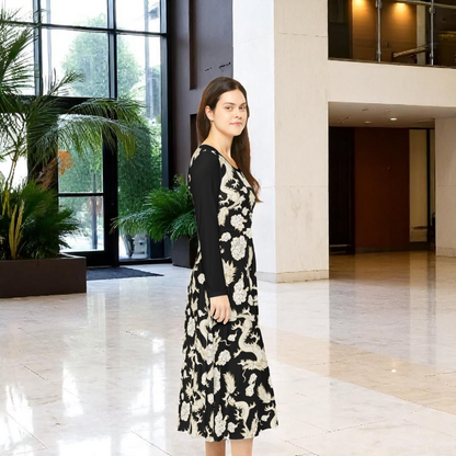 Beautiful Dragon Long Sleeve Dance Dress | Boho Style, Dance Wear, Vintage Inspired, Garden Party Dress, Mother’s Day Gift