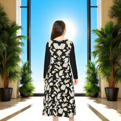 Beautiful Dragon Long Sleeve Dance Dress | Boho Style, Dance Wear, Vintage Inspired, Garden Party Dress, Mother’s Day Gift
