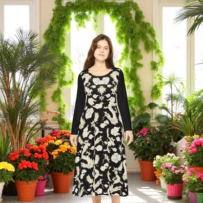 Beautiful Dragon Long Sleeve Dance Dress | Boho Style, Dance Wear, Vintage Inspired, Garden Party Dress, Mother’s Day Gift