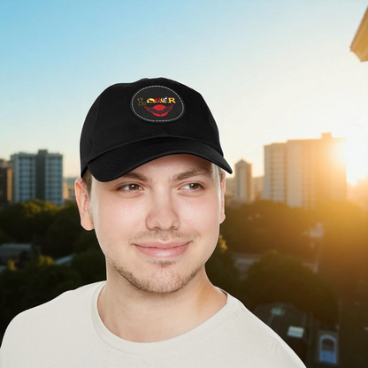 Dad Hat - Lone Wolf Themed Unisex Dad Hat with Leather Patch (Round) Unisex