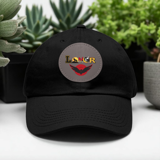 Dad Hat - Lone Wolf Themed Unisex Dad Hat with Leather Patch (Round) Unisex